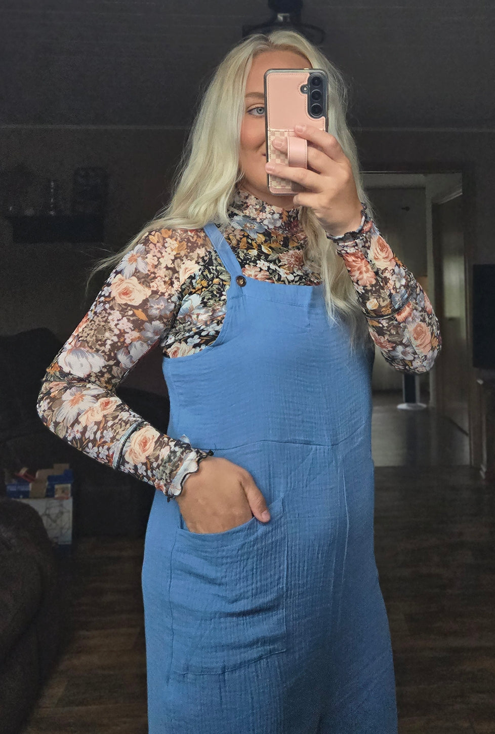 Blue Knit Jumpsuit
