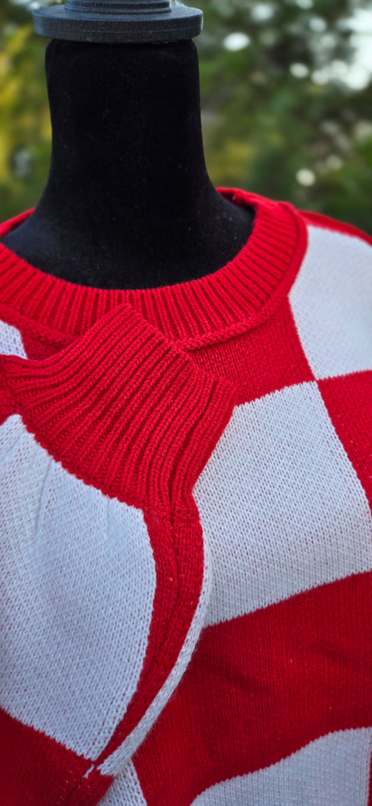 Checkered Knit Sweater