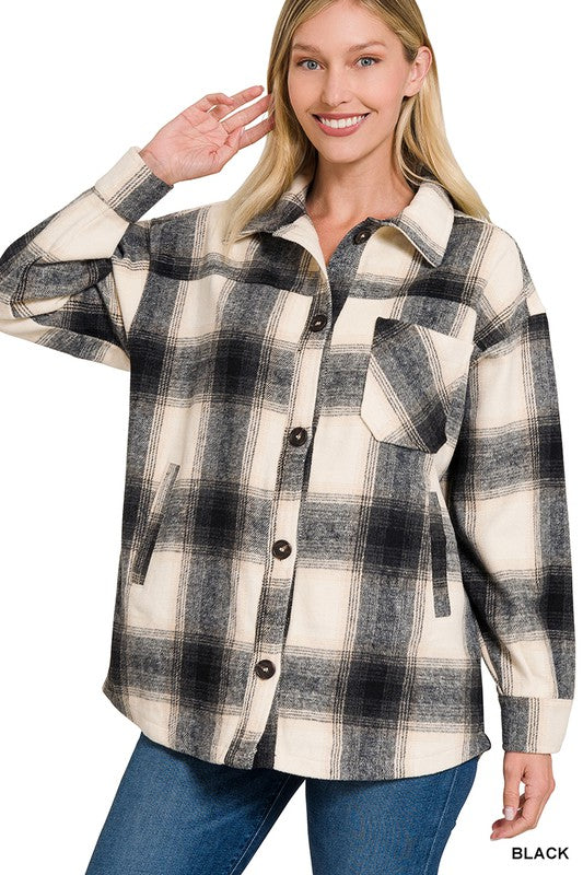 Oversized Plaid Longline Shacket