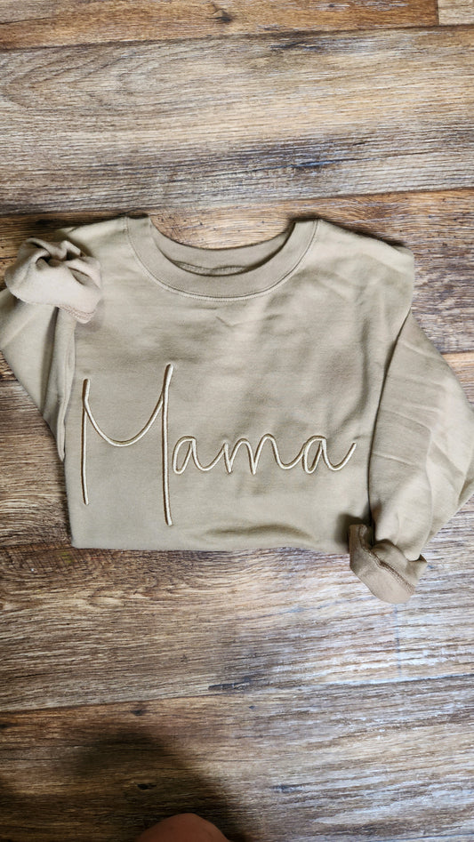 Monotone Embroidered Mama Crewneck