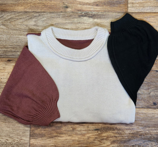 Colorblock Ribbed Sleeve Sweater