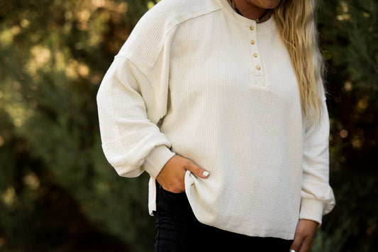 Rib Knit Henley Top