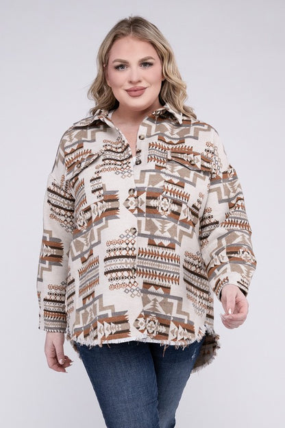 Aztec Western Shacket Plus Size