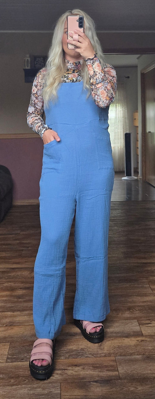 Blue Knit Jumpsuit