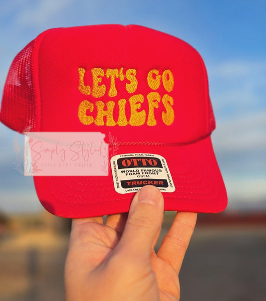 Let's Go Chiefs Embroidered Trucker Hat