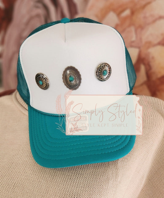 Turquoise Concho Trucker Hat