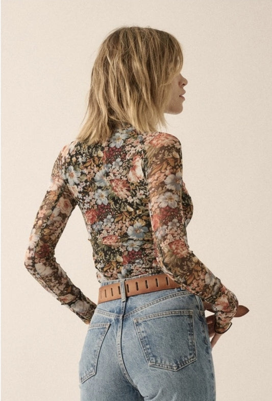 Floral Mesh Knit Top