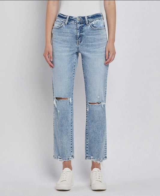 Distressed Straight Jeans