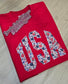 USA Floral Applique Graphic Tee PRE-ORDER