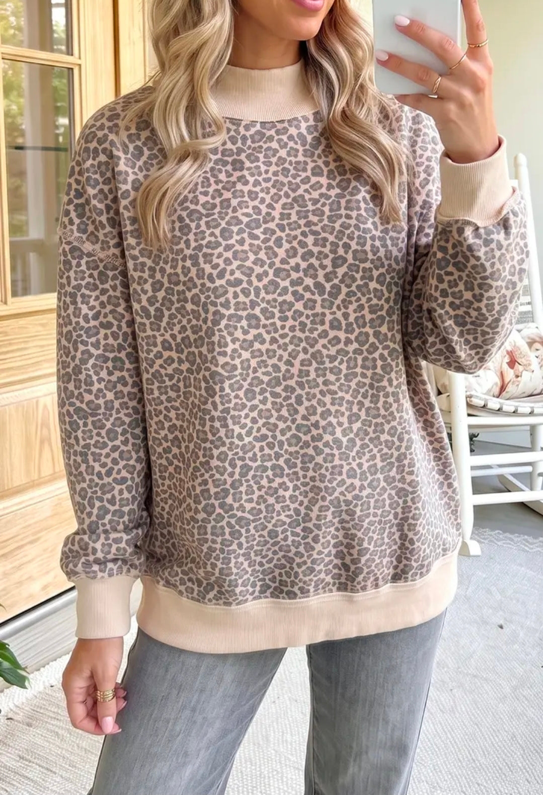 Leopard Mockneck Custom Embroidered