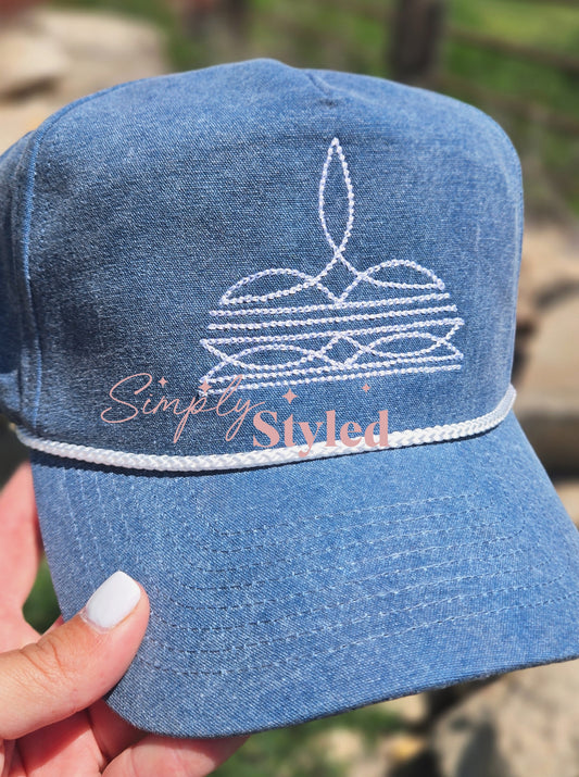 Denim Boot Stitch Hat