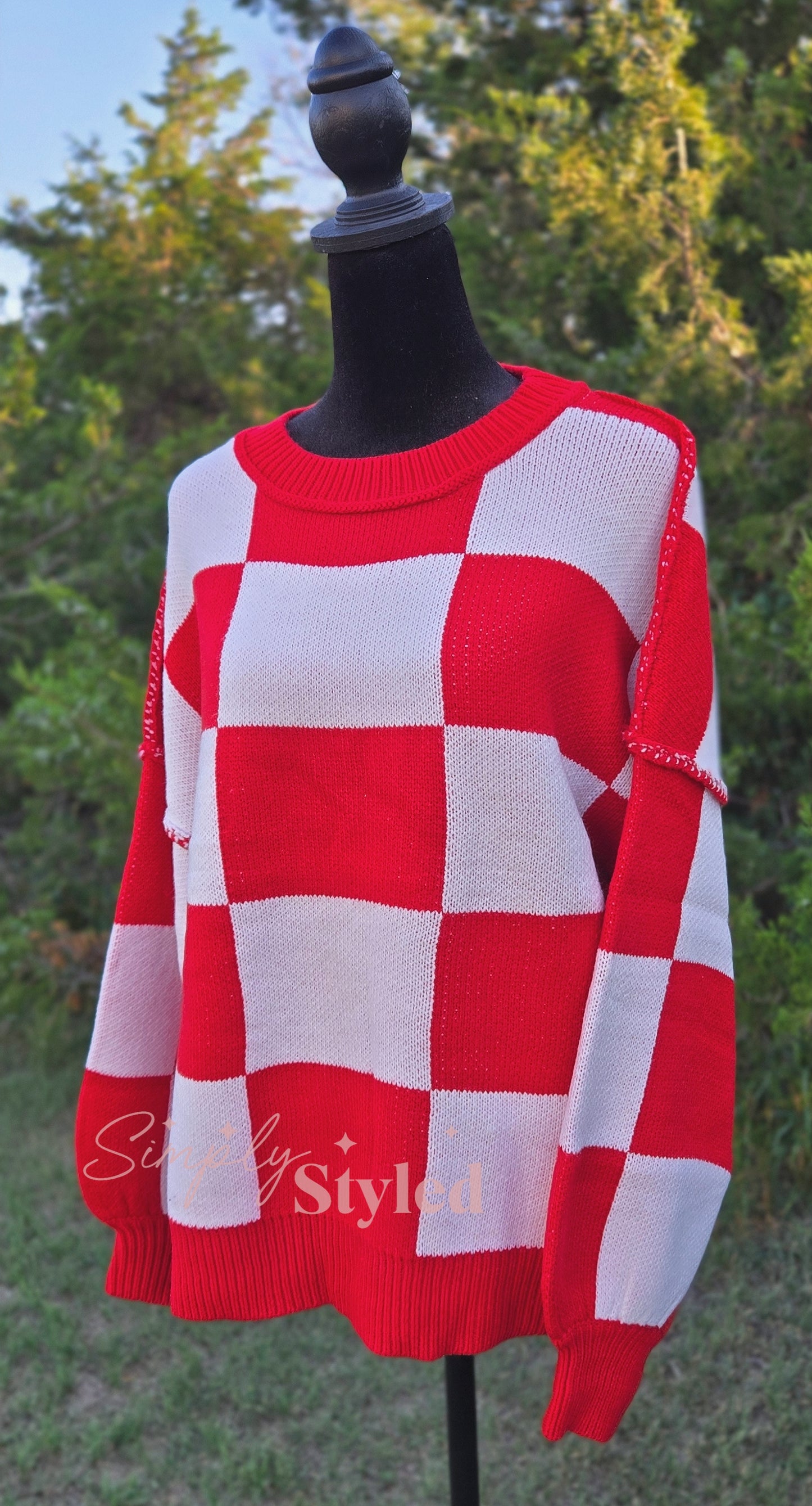 Checkered Knit Sweater