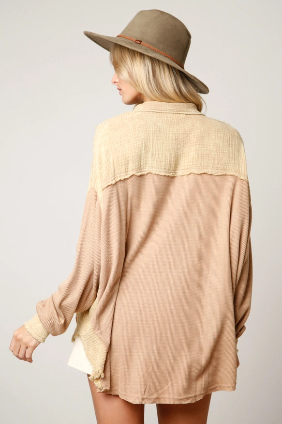 Taupe Woven Shacket